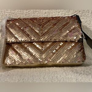 Nicole Miller Gold Sequin Crossbody with Chain
